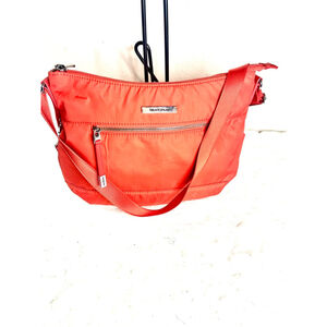 Hedgren Aura Gleam Crossover Bag with RFID in reddish orange nylon